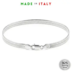 925 Sterling Silver 4.5mm Herringbone Bracelet 7 inch Made in Italy (4.14g)