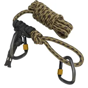 Lineman's Climbing Rope 8.5' Long with 2 Recon Carabiners for Safe Tree Climbing and Ladder Installation