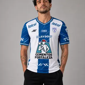 HOT CF Pachuca Home Soccer Jersey - Blue & White Striped Liga MX Football Kit