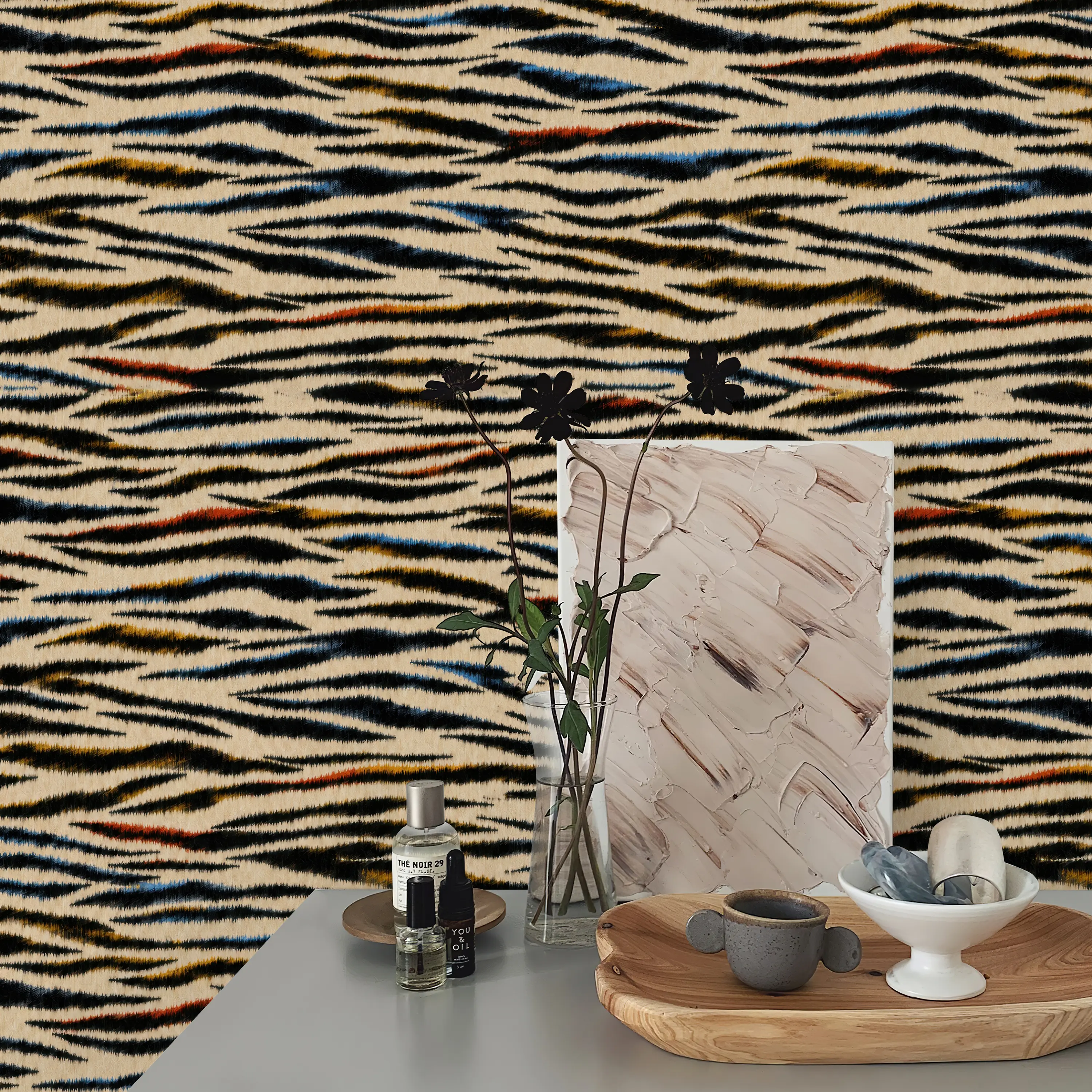 Multicolor Zebra Peel and Stick Wallpaper, Removable Self Adhesive Animal Print Wallpaper for Bedroom Living Room Accent Wall Decor