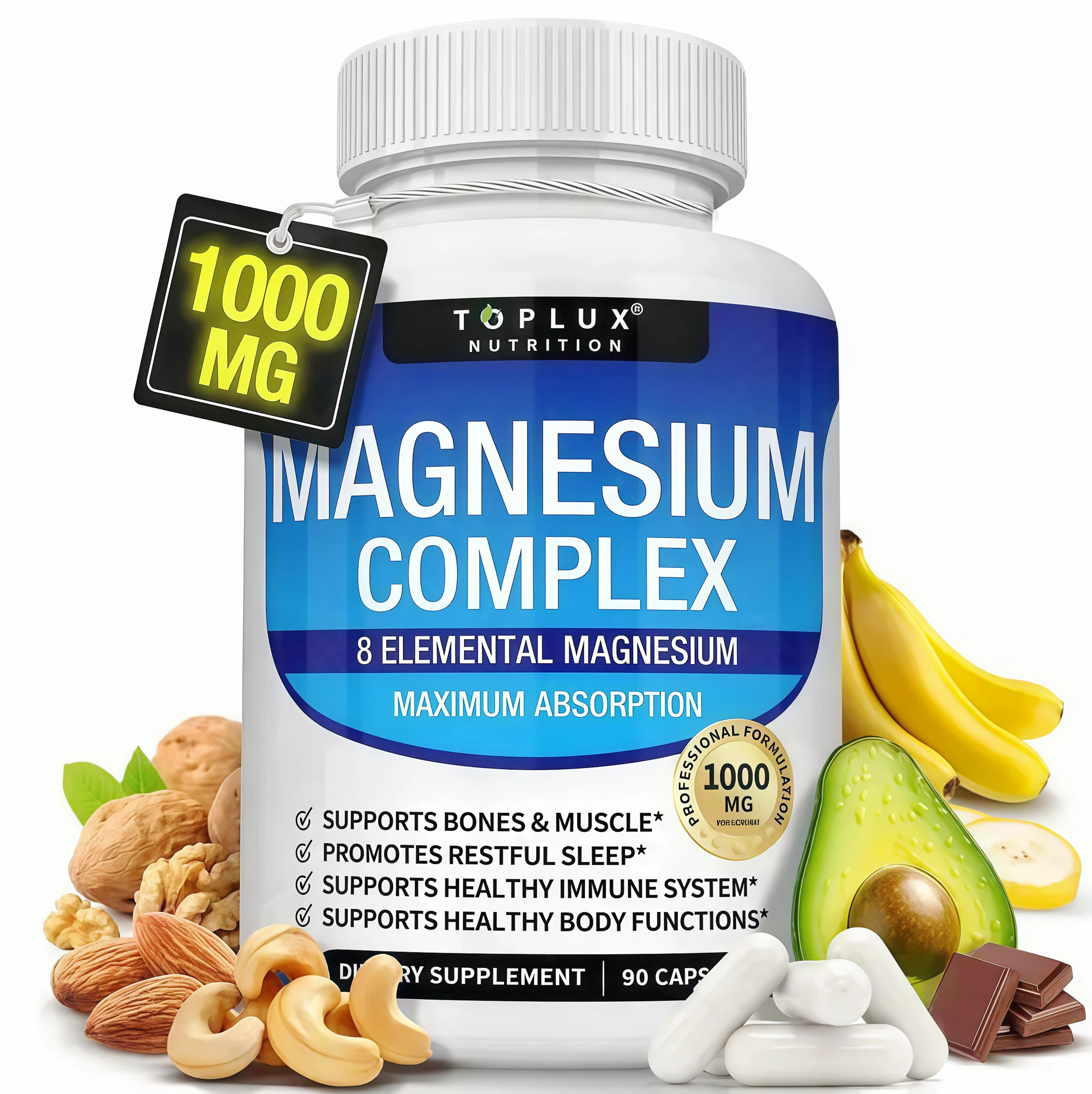 Toplux Magnesium Complex NH 8 Essential Magnesium Supplement 1000mg Fitness Edible