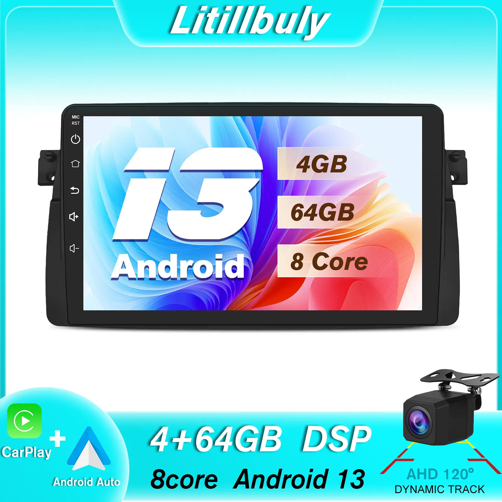 Car Stereo for BMW E46 1998-2006 touch screen has Android Auto Wireless Carplay, Bluetooth WIFI supports GPS Navigation