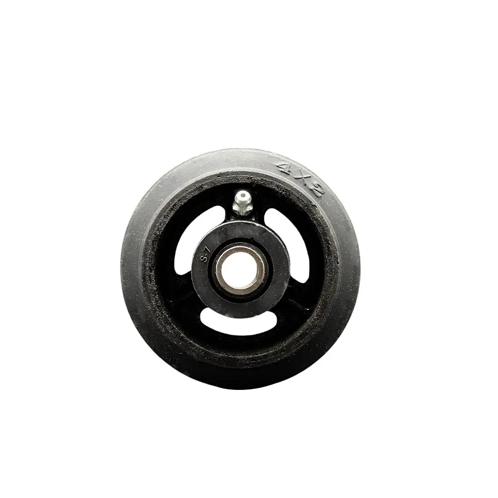 Service Caster SCC-RSR420 Wheel Only - 4x2 in Rubber-on-Cast Iron Tread, Roller Bearing, 0.5 in Bore, 2 in Tread Width, 300 lbs Capacity, Reliable for Shop & Commercial Equipment Dollies, Drywall Carts on Hard Surfaces