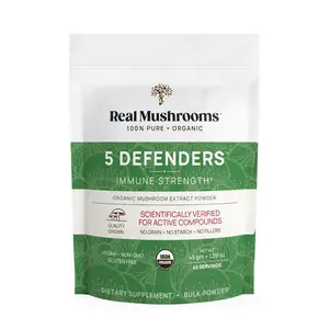 Organic 5 Mushroom Complex Powder for Immunity & Energy – By 5 Defenders 45g or 100g Pouch 1000mg per Serving USDA Organic Gluten-Free Non-GMO Vegan Supplement