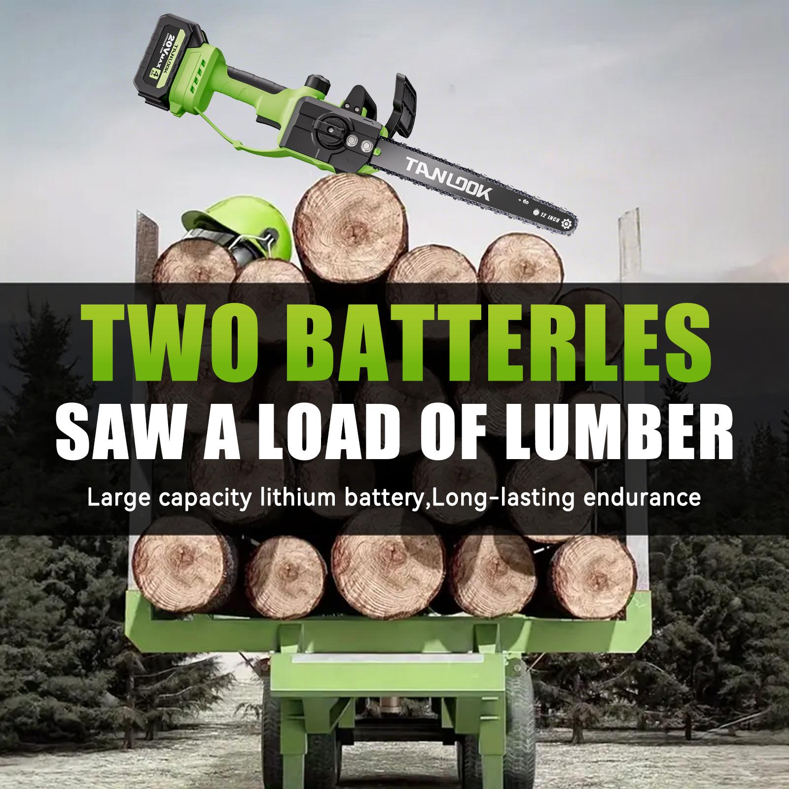 Outdoor Cordless Chain saw 12" Wide Guide Rail–Compact handheld electric chainsaw,equipped,2×4Ah batteries,highly efficient for wood cutting,tree trimming and pruning–ideal for woodworkers and DIY enthusiasts garden gadgets yard tool gardening work MJ3