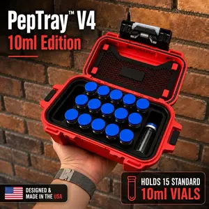 PepTray V4 10ml Edition | Holds 15 Standard 10ml Vials | Custom GoBox Organizer Insert | Made in USA