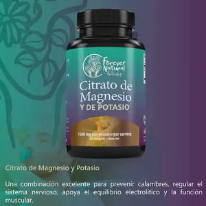 Citrato de Magnesio Y  Potasio Magnesium Citrate and Potassium- Supplement 1500 mg (90capsules) for Muscle and Nervous System  Dietary Supplement