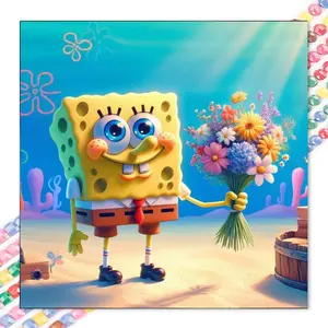 1 set of DIY diamond painting kit, 5D diamond art set, DIY decorations SpongeBob, bouquet, underwater. Mosaic, diamond art, DIY art home decoration.