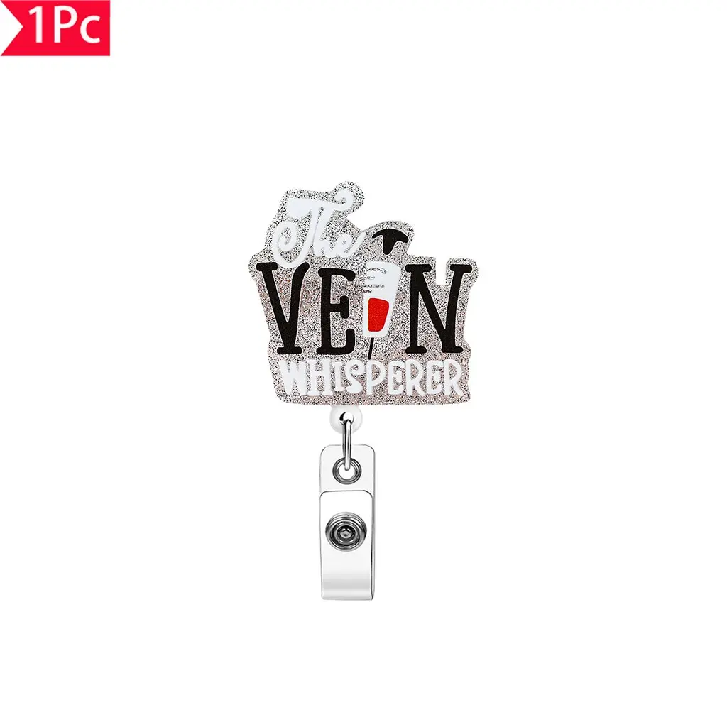 Vein Whisperer Medical Badge Reel, Nursing Badge Reel, Glitter Finish Nurse Doctor ID Clip, Essential Accessory for Healthcare Professionals & Nurses