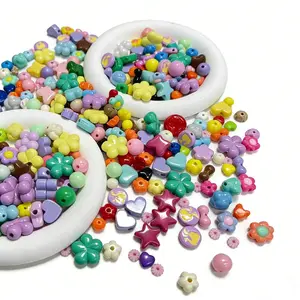 50g Multi-Type Beads with Holes, Random Color Plastic Beads for Phone Chains, Bracelets, Necklaces, Earrings, DIY Crafts