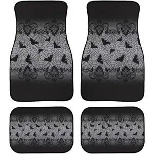 Spider Web Print 4 Pcs Floor Mats for Car Gothic Bat Print Vehicle Floor Carpet Heavy Duty Car Interior Rugs for All Seasons, Easy to Install ﻿