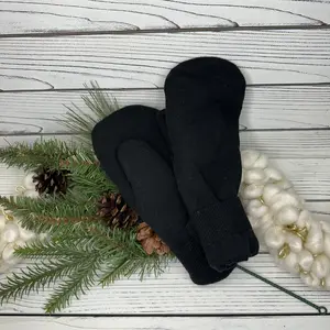 Black Wool Sweater Mittens