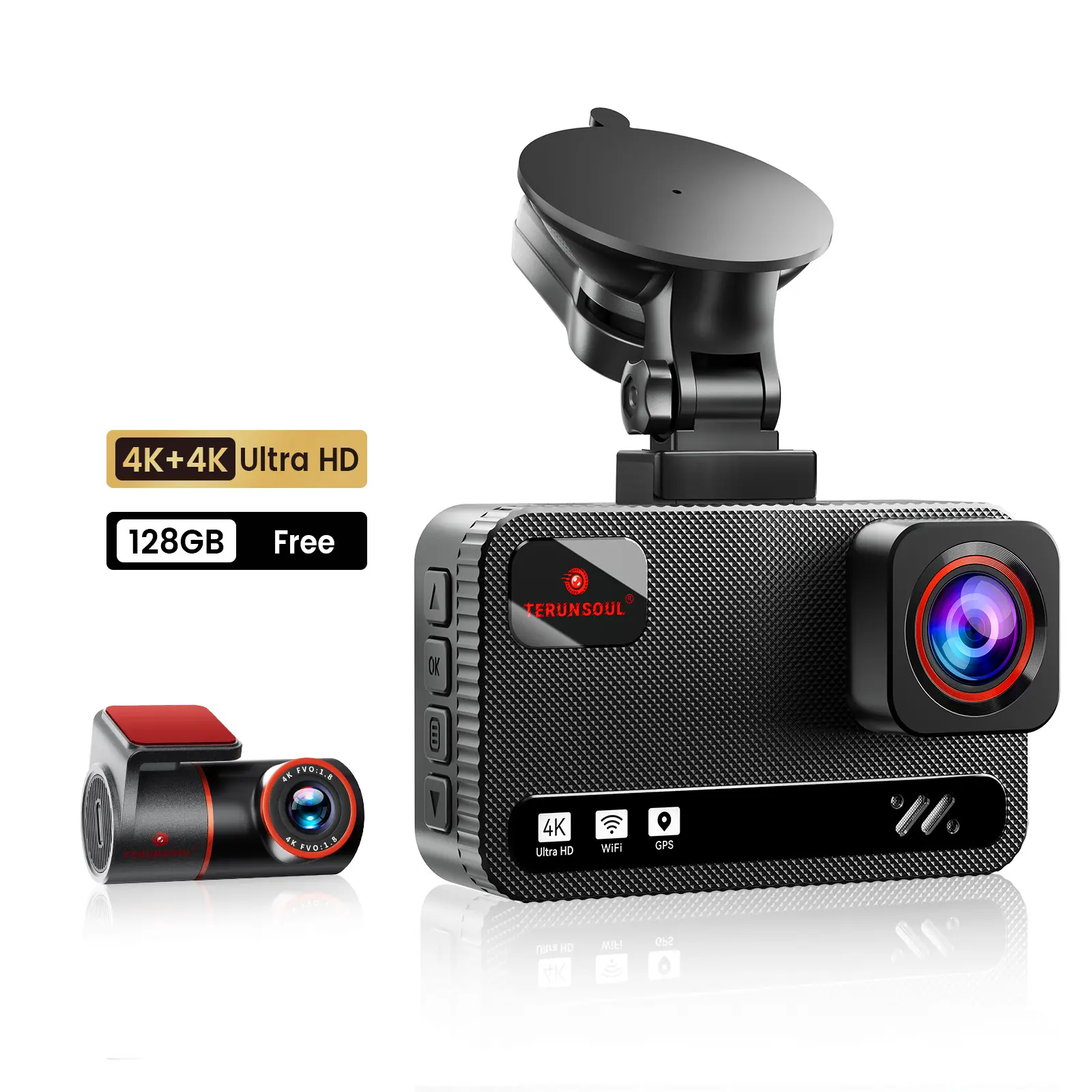 TERUNSOUL  Elite 4K 3-Channel Dash Cam with STARVIS 2 IMX678 & IMX675, 128GB Card, Full Night Color