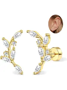 Helix Piercings Surgical Steel Earrings for Women 16G Tragus Piercing Internal Thread Cartilage Earrings Stud Earrings Hypoallergenic Piercing Ear Tragus Conch Helix Piercing Gold Silver Pack High Quality Earrings