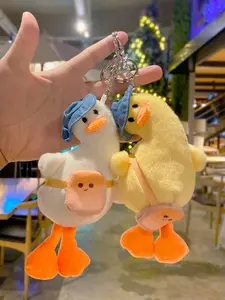Cute Plush Toy Crooked Head Duck Keychain, Couple Doll Figurine, Adorable Bag Charm, Cartoon Hanging Decoration, Key Ring, Cute Soft Keychains
