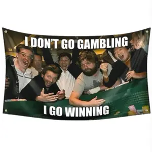 Hangover 3x5Ft Flag Solgan "IDON'T GO GAMBLING IGO WINNING "Wall Tapestry Signs for Living Room Bedroom College Dorm Men Cave Decor Banner
