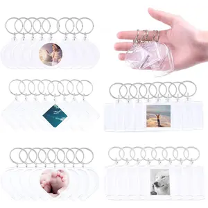 40 count Pendant Picture Frame Keyrings, Make Your Own Keyring Kit,  Central Photo Frame Pendant for  to Assemble and Attach to Key Rings and Bags