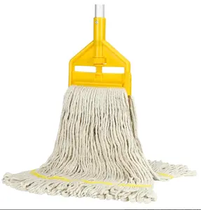 Commercial Mop Heavy Duty Industrial Cotton Mop with Long Handle,Looped-End String Wet Mops for Home,Garage,Office, Workshop, Warehouse Floor Cleaning
