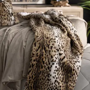 Leopard Faux Fur Throw  98" x 42"
