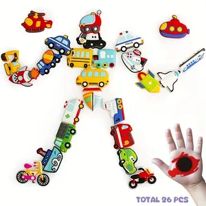 Roylanz 26pcs Fridge Magnets, Vehicle Shaped Refrigerator Magnets Toy, Educational Learning, Christmas Holiday Gift, for Kids