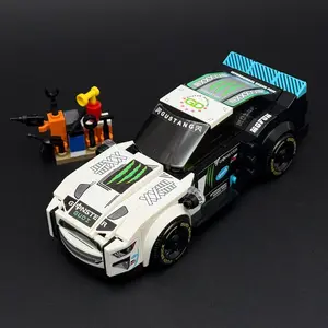 Racing Muscle Car Building Blocks Toy Set with Driver Doll, Building Block Sets, Stem Construction Set, Sports Drift Vehicle Set, 6-Stud Wide Model Car for Kids and Adults, DIY STEM Assembly Toy, Desktop Display Gift for Boys Teens and Car Enthusiasts