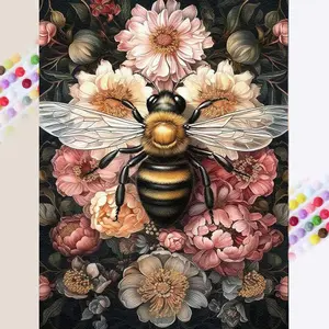 1 set of DIY diamond painting kit, 5D diamond art set, DIY decoration with bees, flowers, and colorful mosaics, diamond art, DIY art home decoration, Crafts