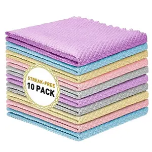 Reusable Cleaning Cloth, 10pcs/set Random Color Streak-free Cleaning Cloth, Durable Water Absorbent Cleaning Towel for Home Kitchen Car