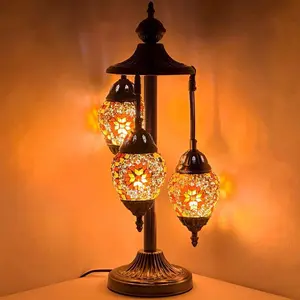 Citrus Charm: Orange Blossom Egg-Shaped Turkish Lamp with 3 Globes