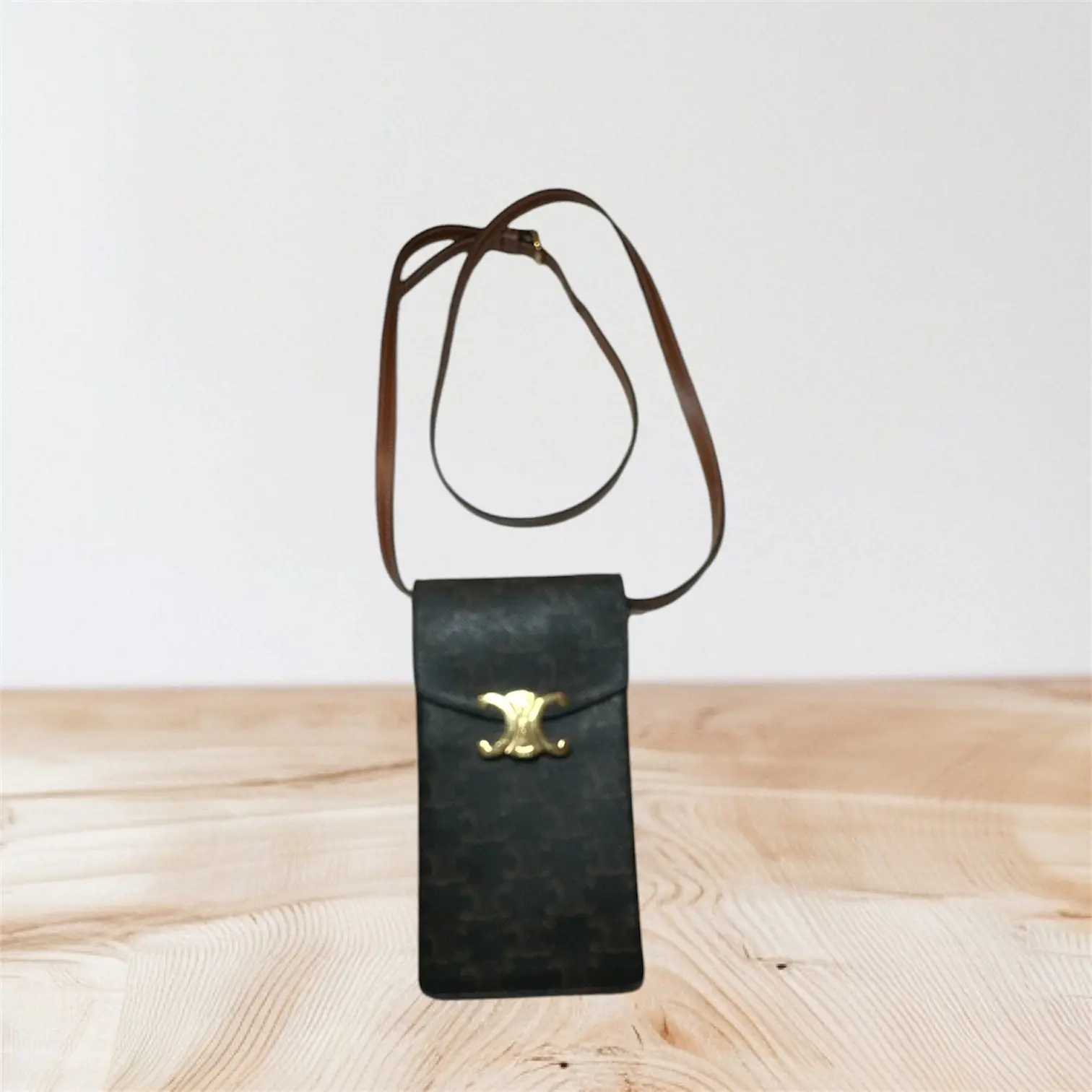 Pre-owned Celine Leather Small Leather Goods Macadam Monogram Cell Phone  Case with Strap for Women - TikTok Shop