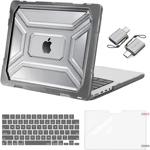 MOSISO Compatible with MacBook Pro 14 inch Case M5 2026 M4 M3 M2 M1 2025-2021 A3427 A3426 A3434 A3112 A3185 A3401 A2918 A2992 A2779 A2442,4 in 1 Kit Heavy Duty Hard Case with TPU Bumper, Gray, Hard Shell Organizer, Polycarbonate, Protection