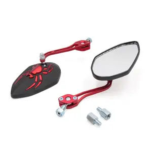 8mm 10mm Thread Dia  Pattern Motorcycle Motorbike Rearview Mirror Red
