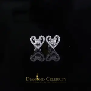 Diamond Celebrity's 0.50ct Baguette VVS D Moissanite Men/Womens 925 Silver White Heart Stud Earring