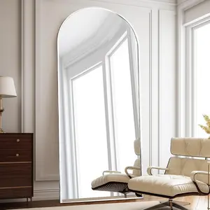 Floor Length Mirror, 76"x34" Arch Full Length Mirror  or Leaning,  Mirrors with Stand, Arched-Top Wall Mounted Mirrors with  Frame for Bedroom (White)