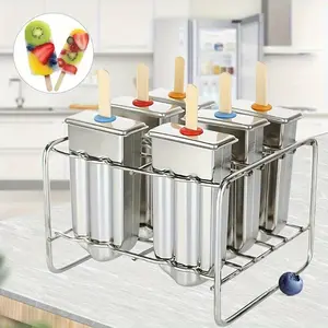 10-piece set/6-piece set ice cream mold/high quality stainless steel ice cream mold with stainless steel holder/homemade ice cream Popsicle Mold