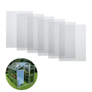 Aoodor 6PCS 24'' (W) x 64'' (L) x 0.16'' Polycarbonate Greenhouse Panel Waterproof UV Protected Reinforced Clear Sheets, Outdoor Garden and Greenhouse Covering