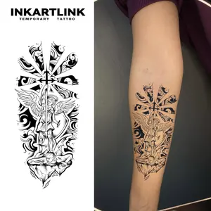 INKARTLINK Tattoo Tech, 2 Sheets Semi-Permanent Temporary Tattoos ,​​Divine Chastisement​​ 1,Adult Art Design,Lasts 1-2 Weeks, Waterproof, Realistic Look, No Adhesive, No Reflection,For Man And Woman,Ideal for Swimming, Party