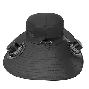 Wide Brim Sun Protection Hat with Solar Fan, 2 Detachable Fans & Dual Power, Suitable for Outdoor Fishing, Hiking & Daily Use