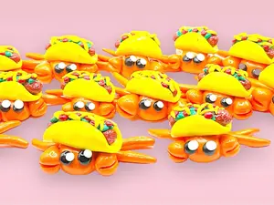 Healing Comes From Me Taco Misfit Hermit Crab Polymer Clay Handmade Sculpture Mini Figurines Desk Pet CrabCon Home Decor Ornaments Standing Ceramic Round Room Gift Set Set