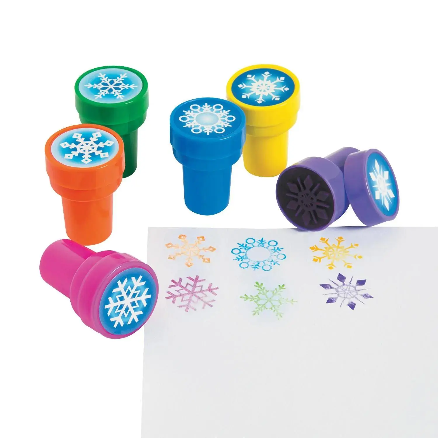 1 1/2" Winter Snowflake Plastic Self-Inking Stampers - 24 Pc.