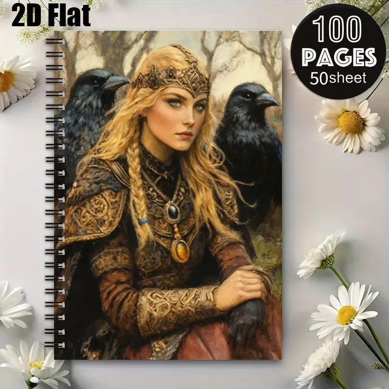 1 Viking Themed Spiral Coil Notebook 5.7x8.26 Inch, High Quality Lined Pages, Durable Binding, Perfect for Norse Mythology Journaling, Camping Adventure Log, Travel Notes, Ideal Gift for History Enthusiasts on Halloween Thanksgiving Christmas [2D