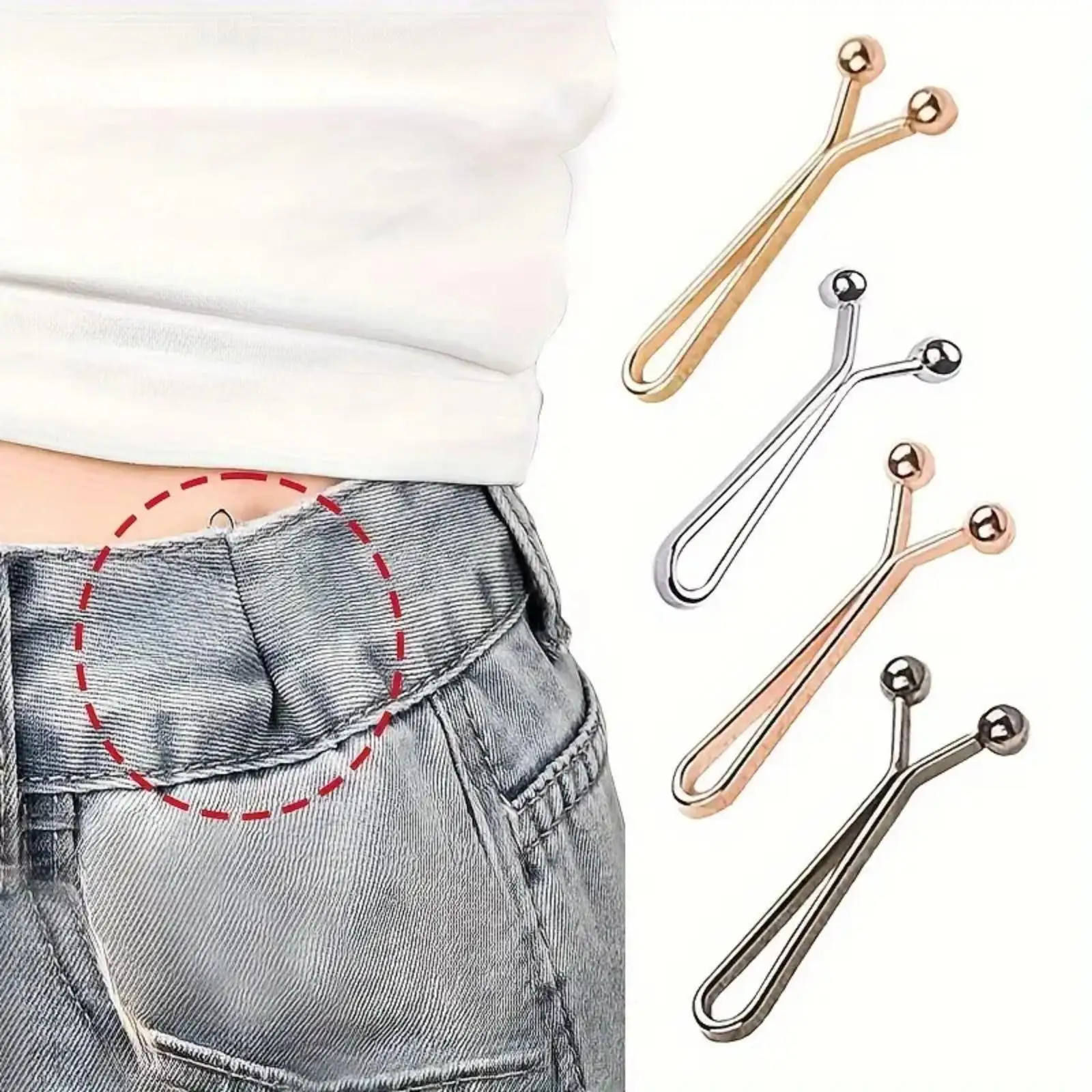 Simple Multi-functional Adjustable Clip, 4 Counts Nail-free Waist Fixing Clip, Invisible Leak-proof Clip, Silk Scarf Tightening Artifact for Outdoor T