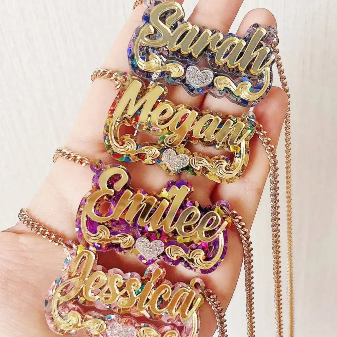 [Made-to-Order]Custom Bling Acrylic Name Necklace, 7-12 business days processing time