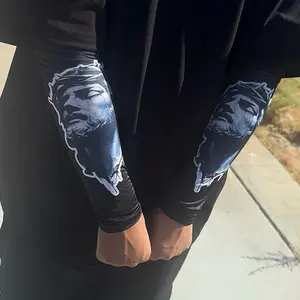 Jesús Hand Sleeves for Protection from Sun Very Breathable with Unique Tattoo Design Decido Pattern Black Arm Cover