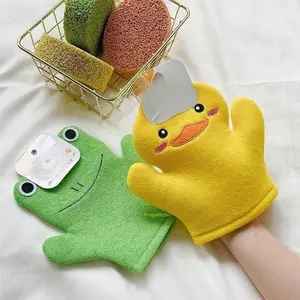 Cute Foaming Gentle Exfoliating Bath Mitt, Pain-Free Skin-Friendly Shower Scrub Glove, Soft Household Bathing Essential Perfect for Kids, Adults and Daily Full-Body Cleansing