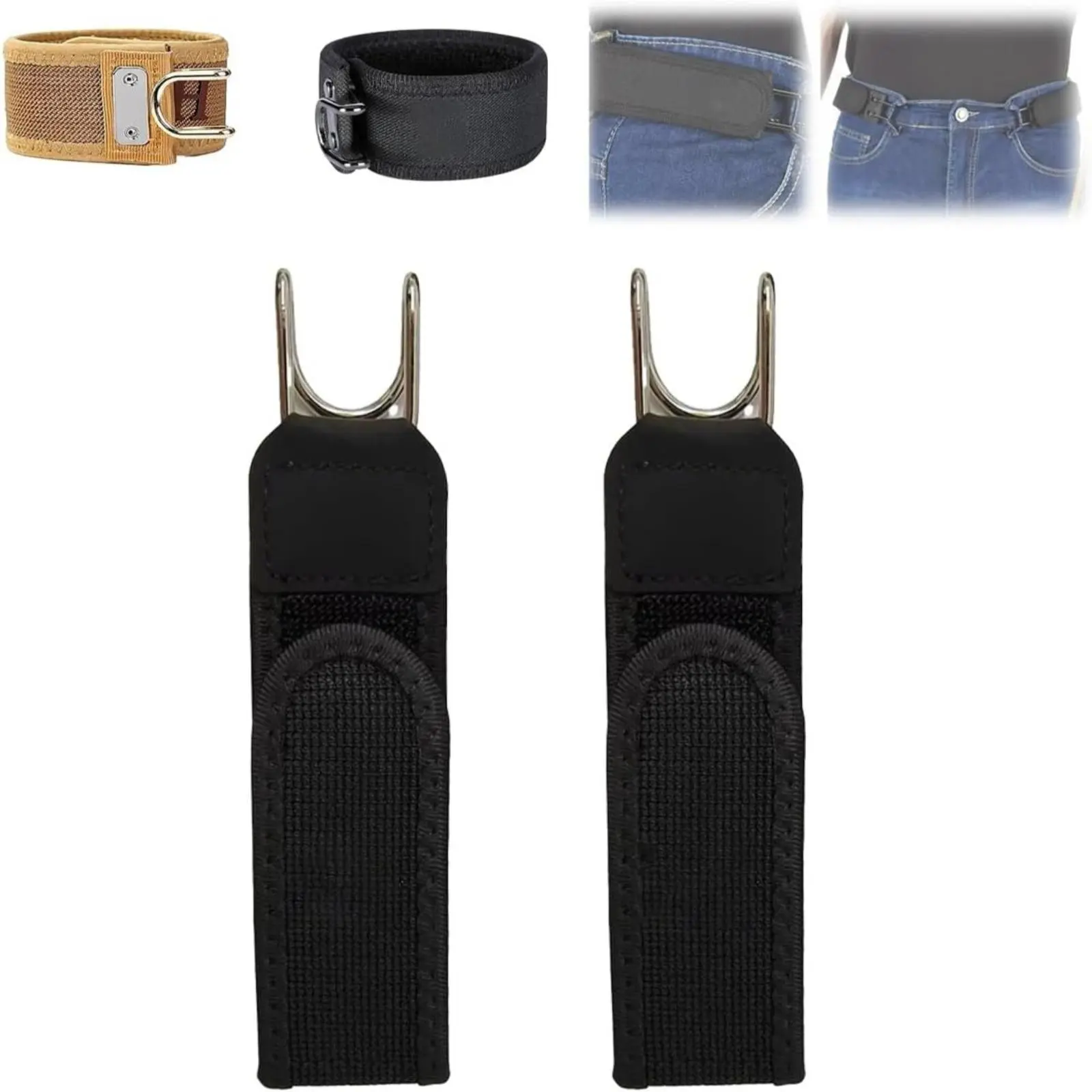 Buckleless Belt Hook, Adjustable Metal Hook, Elastic Belt Suitable for Both Men and Women, Buckleless and Invisible, Suitable for Work and Daily Carry