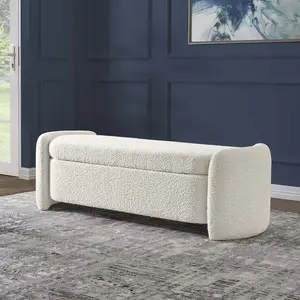 Modway Nebula Boucle Upholstered Bench in Ivory
