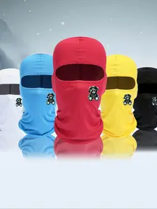 Cartoon Bear Print Balaclava Hat, Windproof Dustproof Sunshade Sports Mask for Men & Women, Breathable Balaclava Hat for Outdoor Cycling Running Sport