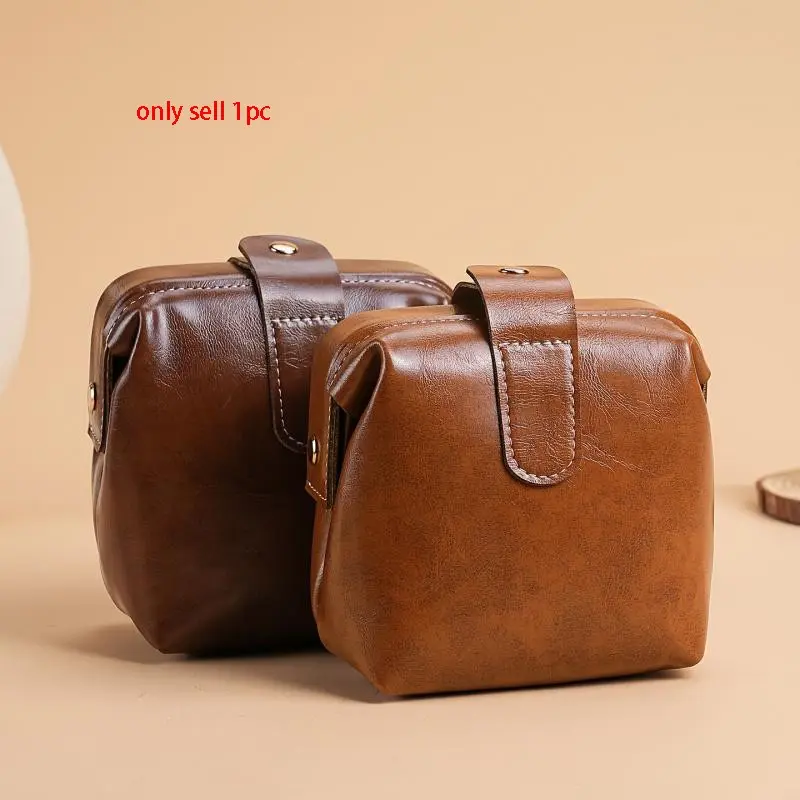 Travel small bag for women, hand-held mini wallet, women's mini bag for storing keys, cards, coins, multifunctional jewelry bag, compact PU clutch bag, oil wax leather vintage coin purse, makeup bag, Vintage chic purse