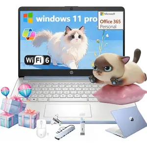 HP 14'' Student Business Laptop Computer - Intel Processor N150, 14 inch HD Display, AI-Powered, Lightweight, Windows 11 Pro, Webcam, up to 16GB RAM, 256 GB Storage,Bundle Accessory