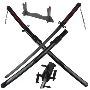 ELERVINO Real Cosplay Bleach Sword 41 inches Not Sharp Samurai Katana with Wooden Holder Stand Display Anime Fans for Halloween Role Playing Props Cosplay Collection Decoration Christmas Gift Birthday New Year